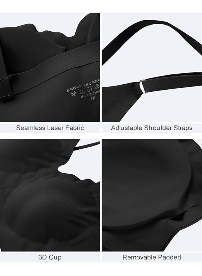 حمالة الصدر النوم النسائية مع دعم لاسلكي ، كريس كروس الظهر ، تصميم سلس وحزمة وسادة قابلة للإزالة - Image 2